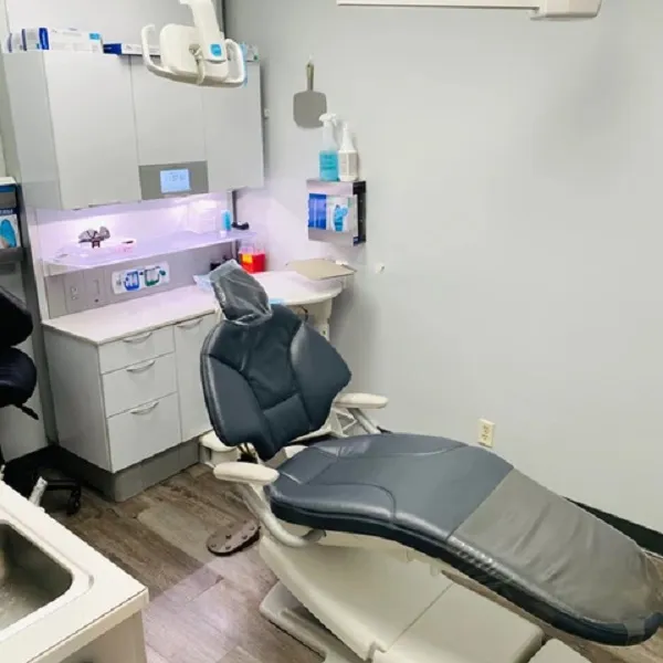 a dental chair in a treatment room